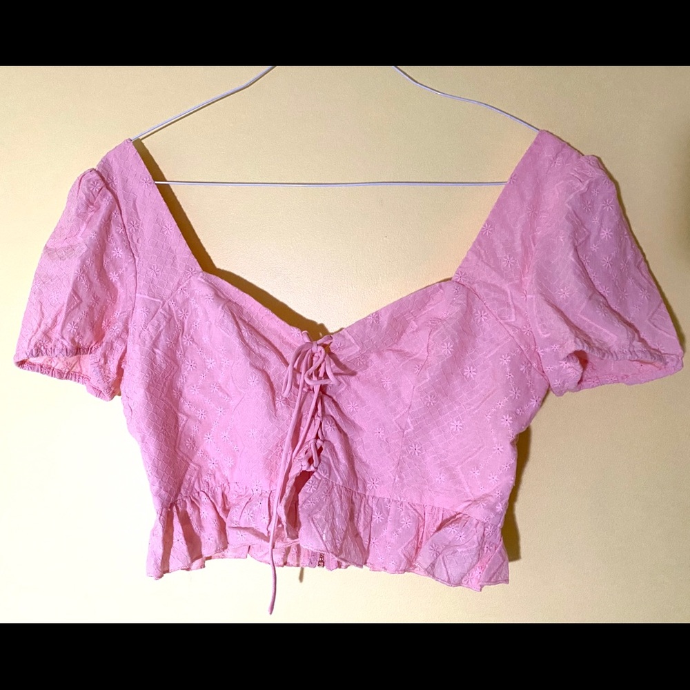 New cropped lace up top with zippers at the back